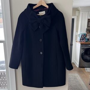 Kate Spade Elegant Black Women's Coat with Bow Detail